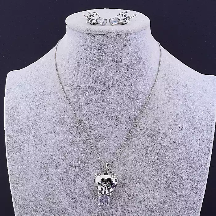 🏷️️ Підвіска + Сережки Abella Фіаніт, емаль 44 см ss_77647