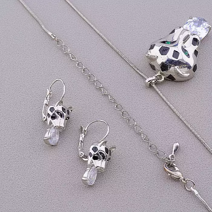 🏷️️ Підвіска + Сережки Abella Фіаніт, емаль 44 см ss_77647