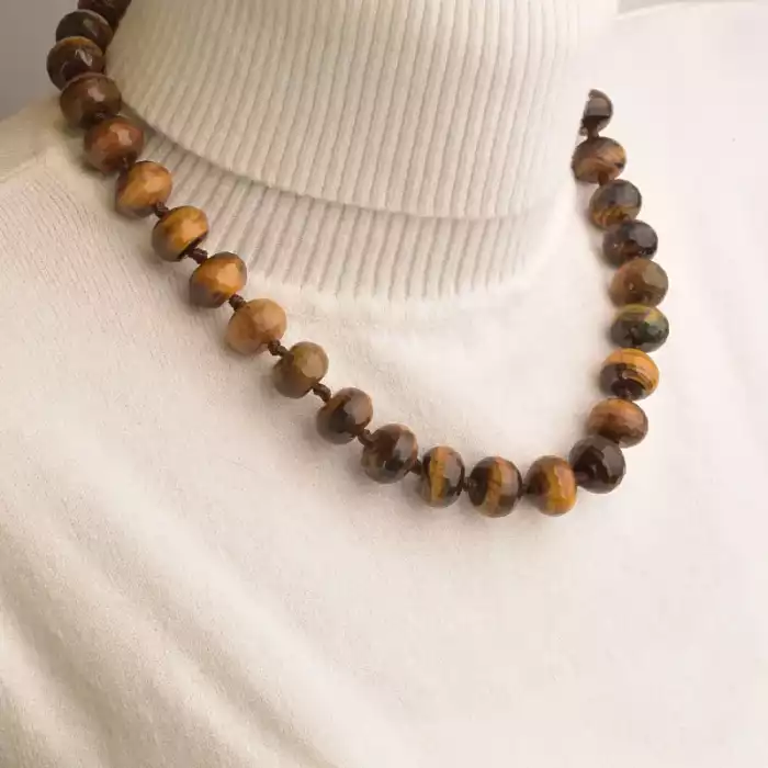 🏷️️ Намисто + Сережки Тигрове око 45 см ss_55396