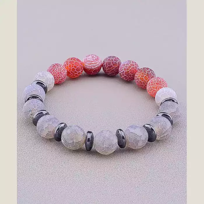 🏷️️ Браслет резинка Агат, Гематит 18 см ss_78149