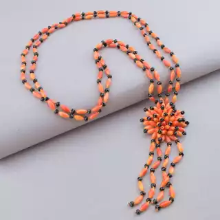 Намисто Корал, Чеський кришталь 60 см.