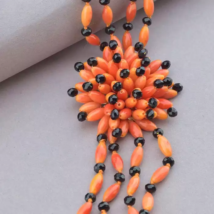 🏷️️ Намисто Корал, Чеський кришталь 60 см. ss_88480