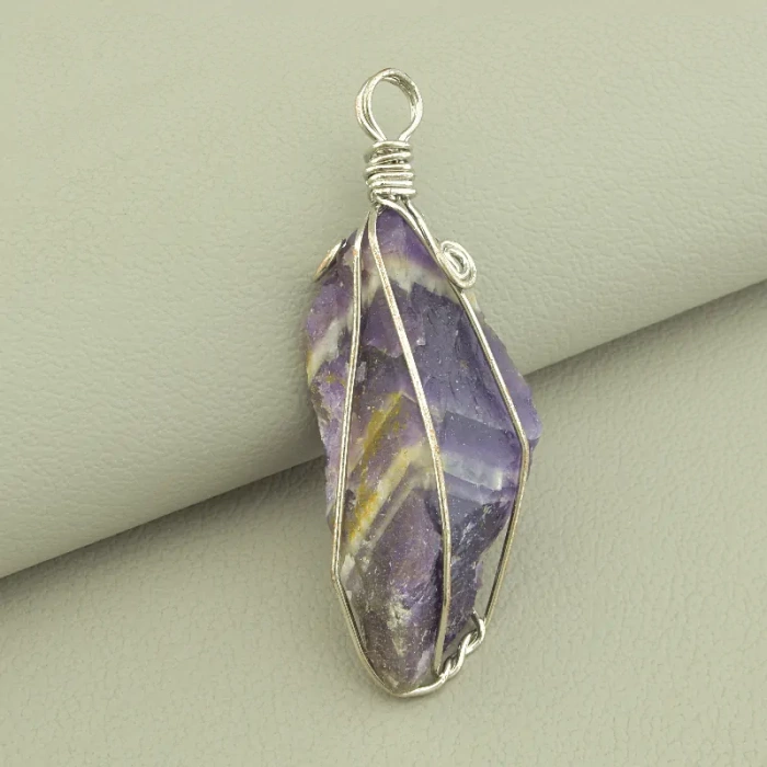 🏷️️ Кулон Аметист у дроті 55х20мм. ss_103572