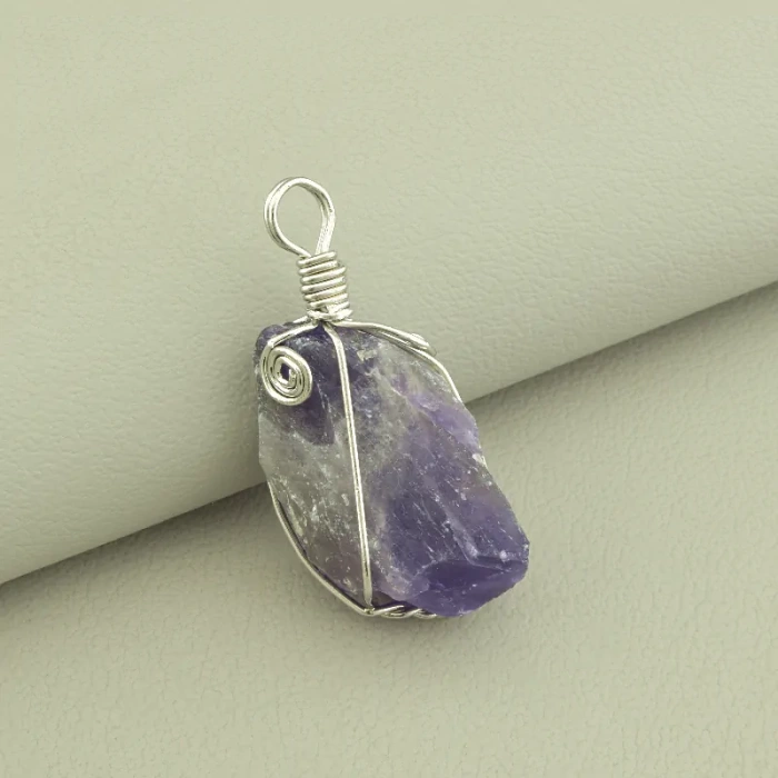 🏷️️ Кулон Аметист у дроті 55х20мм. ss_103572