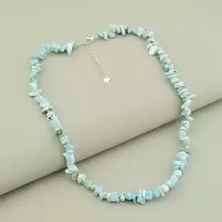 Намисто з ларімаром (срібло 925, 43 см, синій, карабін)