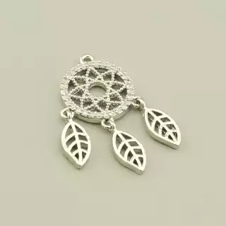 Кулон Ловець снів Фіаніт 30х15мм. (родій)