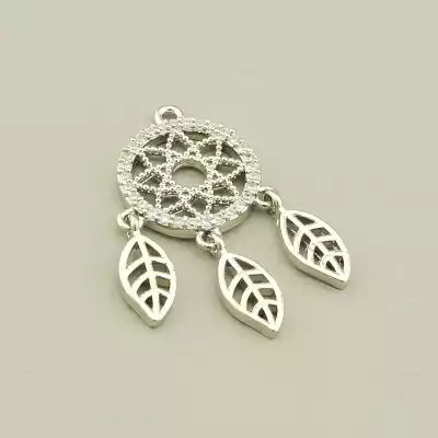 Кулон Фіаніт 30х15мм. (родій)