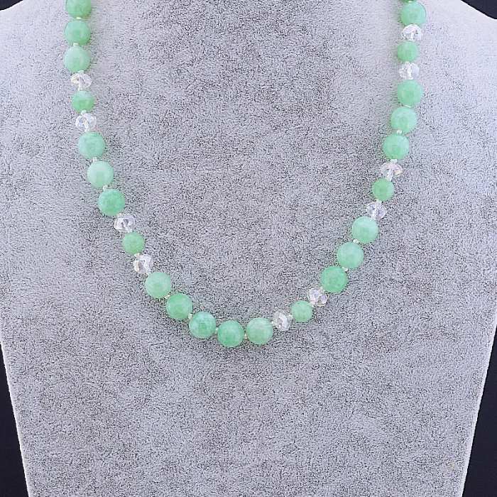 🏷️️ Намисто Амазонит, Чеський кришталь 54 см ss_70217