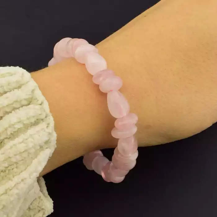 🏷️️ Браслет на резинці Рожевий кварц 18 см F-105842