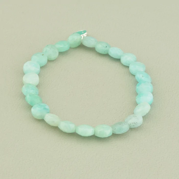 🏷️️ Браслет резинка Амазоніт 18 см. (срібло 925 проба) ss_98542