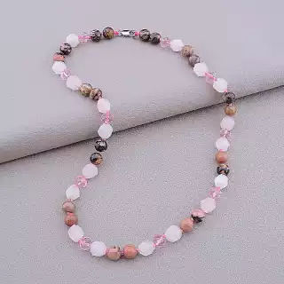 Намисто Родоніт, Чеський кришталь 48 см