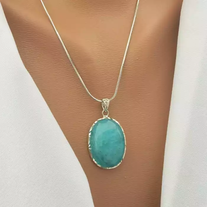 🏷️️ Кулон Амазоніт 30х20мм. (cрібло 925 проба) ss_100813