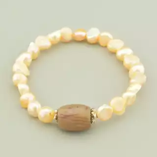 Браслет резинка Перли, Агат 17 см. (срібло 925 проба)