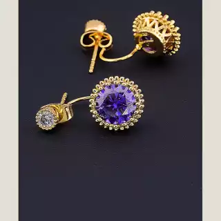 Сережки пусети Xuping Фіаніт (позолота 18к)