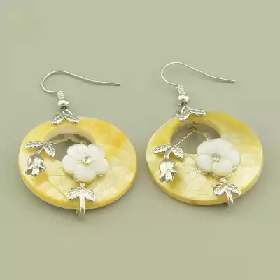 🏷️️ Сережки великі петля Перламутр 53х28 F-103888