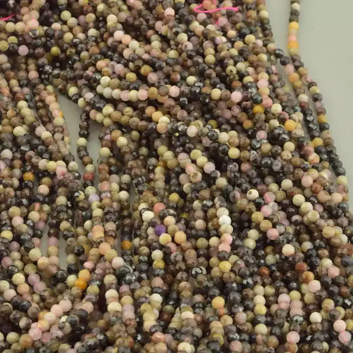 🏷️️ Нитка Родоніт, Опал, Рожевий кварц 39 см. 2,8 мм. (без застібки) ss_104215