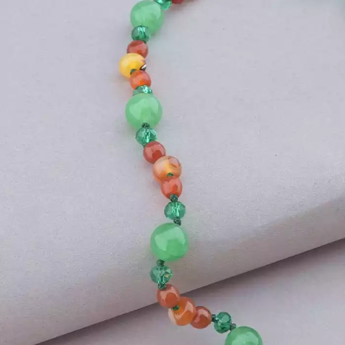 🏷️️ Намисто Нефрит, Сердолік, Чеський кришталь 45 см. ss_89513