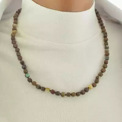 🏷️️ Намисто з хризопразом (срібло 925, 51 см, зелено-коричневий, карабін) F-104725