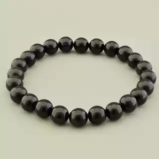 Браслет резинка Турмалін (18 см, без замку, чорний)