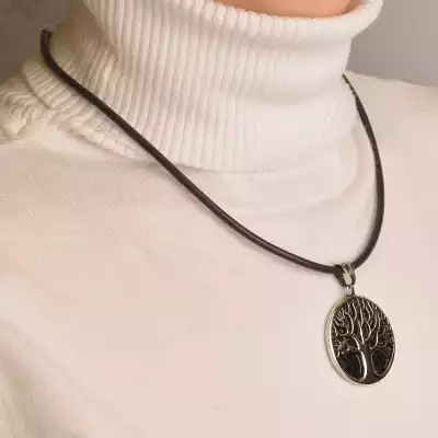 🏷️️ Підвіска дерево медична сталь 316L 44 см F-70519