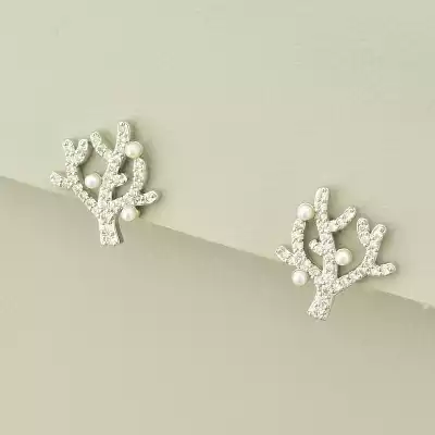 Сережки Фіаніт 18х15мм. (родій)