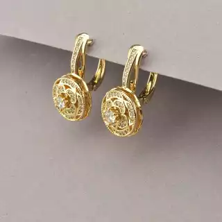 Сережки англійський замок Xuping Фіаніт (позолота 18к)