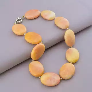 Намисто з великими елементами Яшма, Чеський кришталь 51 см