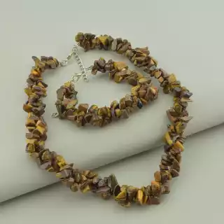 Намисто + Браслет Тигрове око 43 см