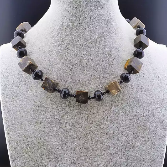 🏷️️ Намисто Яшма, Агат, Чеський кришталь 47 см ss_82515