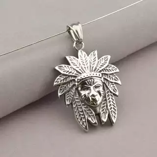 Кулон індіанець медична сталь 316L 40х30 мм