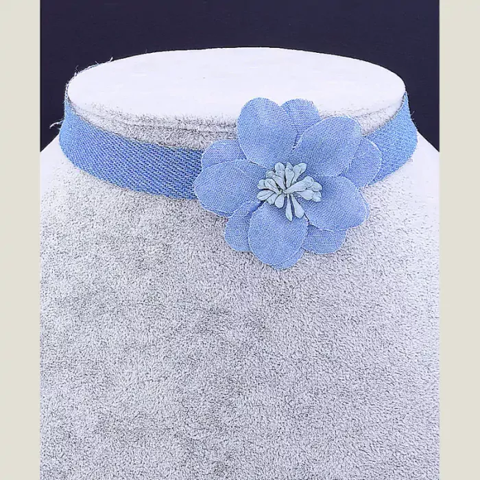Чокер блакитна квітка FJ тканина 30 см ss_35575 ss_35575