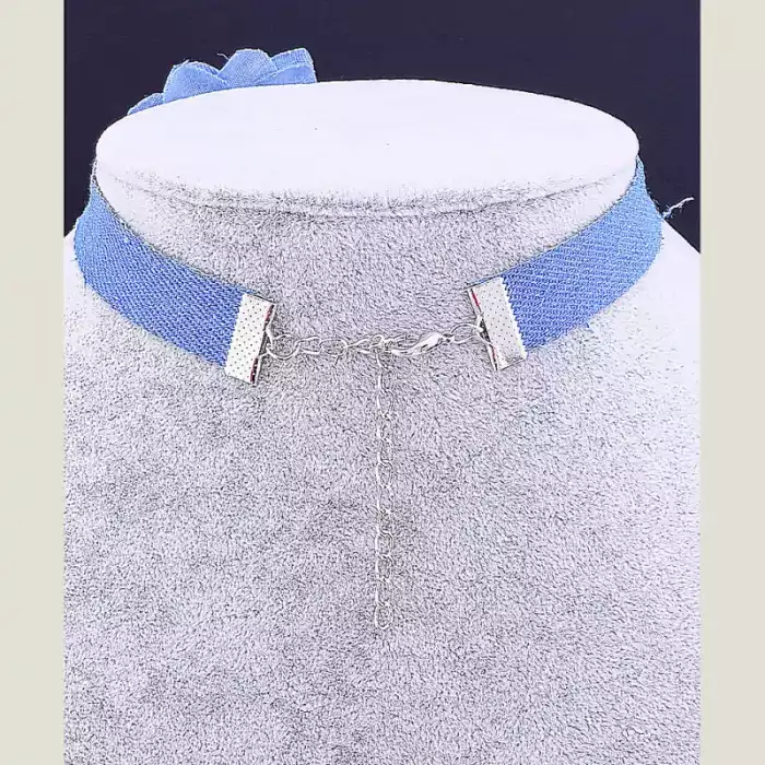 🏷️️ Чокер блакитна квітка FJ тканина 30 см (застібка карабін) ss_35575