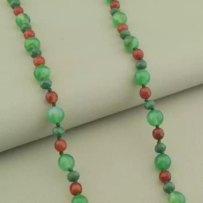 🏷️️ Намисто Агат, Сердолік, Чеський кришталь 51 см. ss_101328