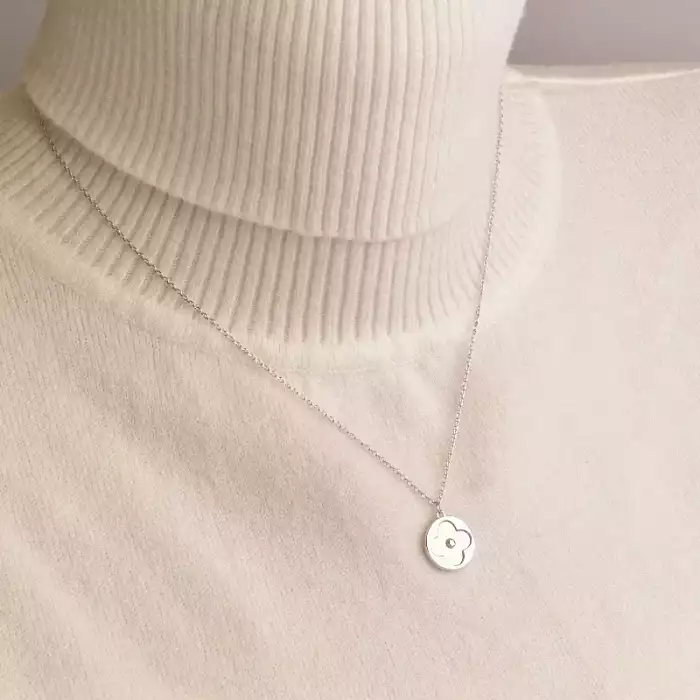 🏷️️ Підвіска квітка Saiya Перламутр 41 см (родій) ss_93968