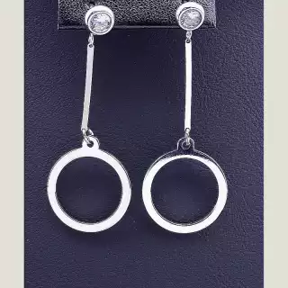 Сережки пусети Fashion Фіаніт (родій)