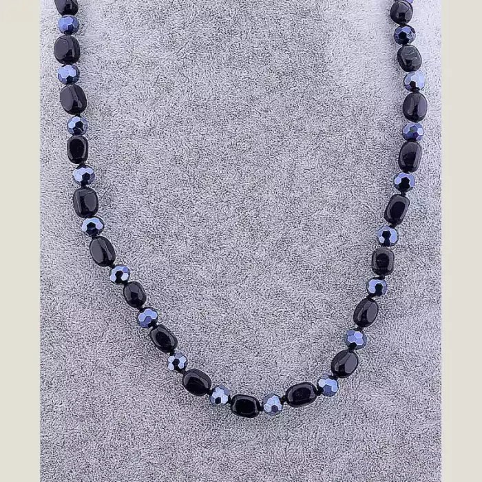 🏷️️ Намисто Агат, Чеський кришталь 60 см ss_67959