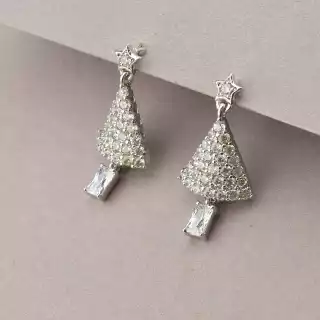 Сережки з підвіскою пусети Xuping Фіаніт (родій)