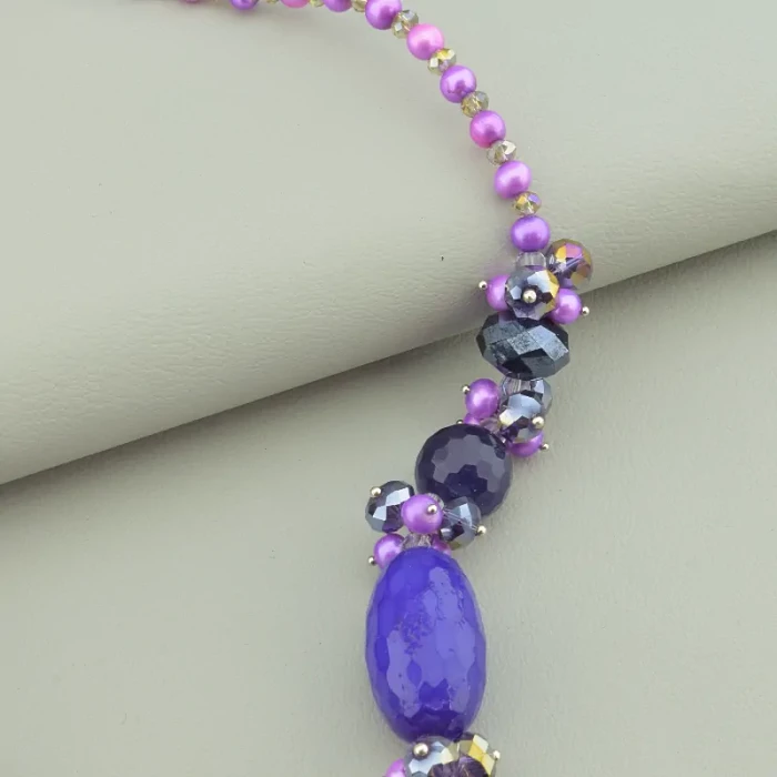 🏷️️ Намисто Агат, Чеський кришталь 45 см. ss_96817