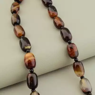 🏷️️ Намисто з агатом (коричневе), 42 см F-104525