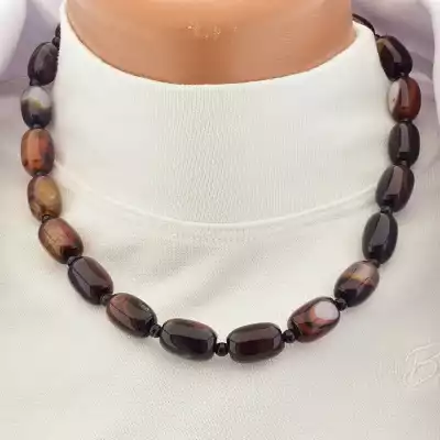 🏷️️ Намисто з агатом (коричневе), 42 см F-104525