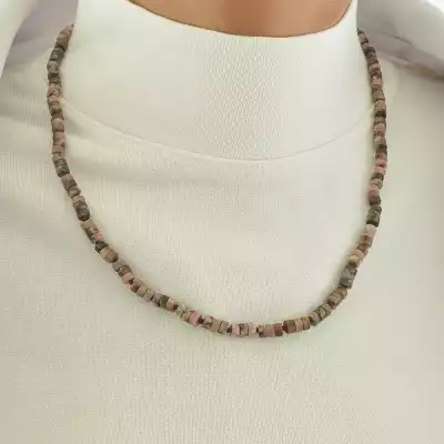 🏷️️ Намисто з родонітом (срібло 925, 47 см, рожево-чорний, карабін) F-104726