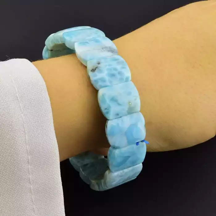 🏷️️ Браслет на резинці Ларімар 19 см F-106353