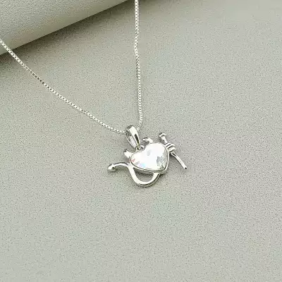 🏷️️ Підвіска серце Xuping Swarovski 40 см (родій) F-91921