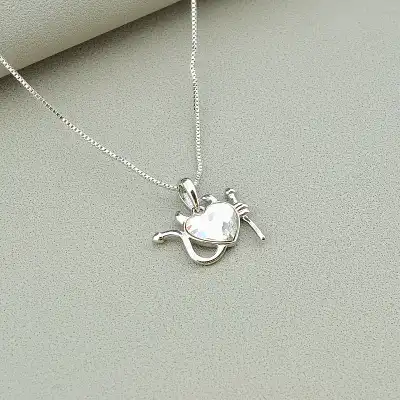 🏷️️ Підвіска серце Xuping Swarovski 40 см (родій) F-91921