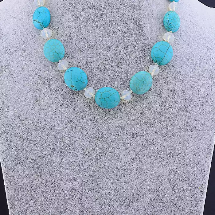 🏷️️ Намисто Бірюза, Чеський кришталь 50 см ss_82310