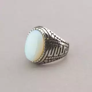 Перстень Stainless Steel Місячний камінь медична сталь 316L25, 1 р