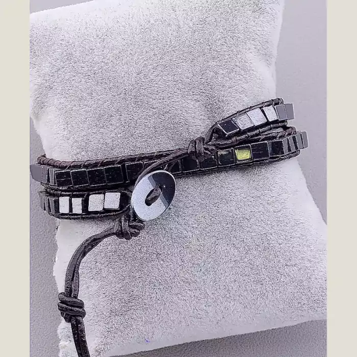 🏷️️ Браслет Chan Luu Гематит 37 см шкіра ss_12945