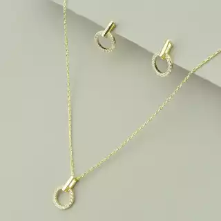 Підвіска+Сережки Saiya Фіаніт 41 см. (позолота лимонна 18к)