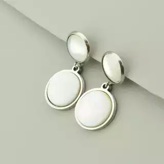 Сережки пусети Stainless Steel Перламутр