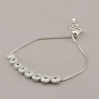 Браслет регульований Saiya Фіаніт 17 см (родій)